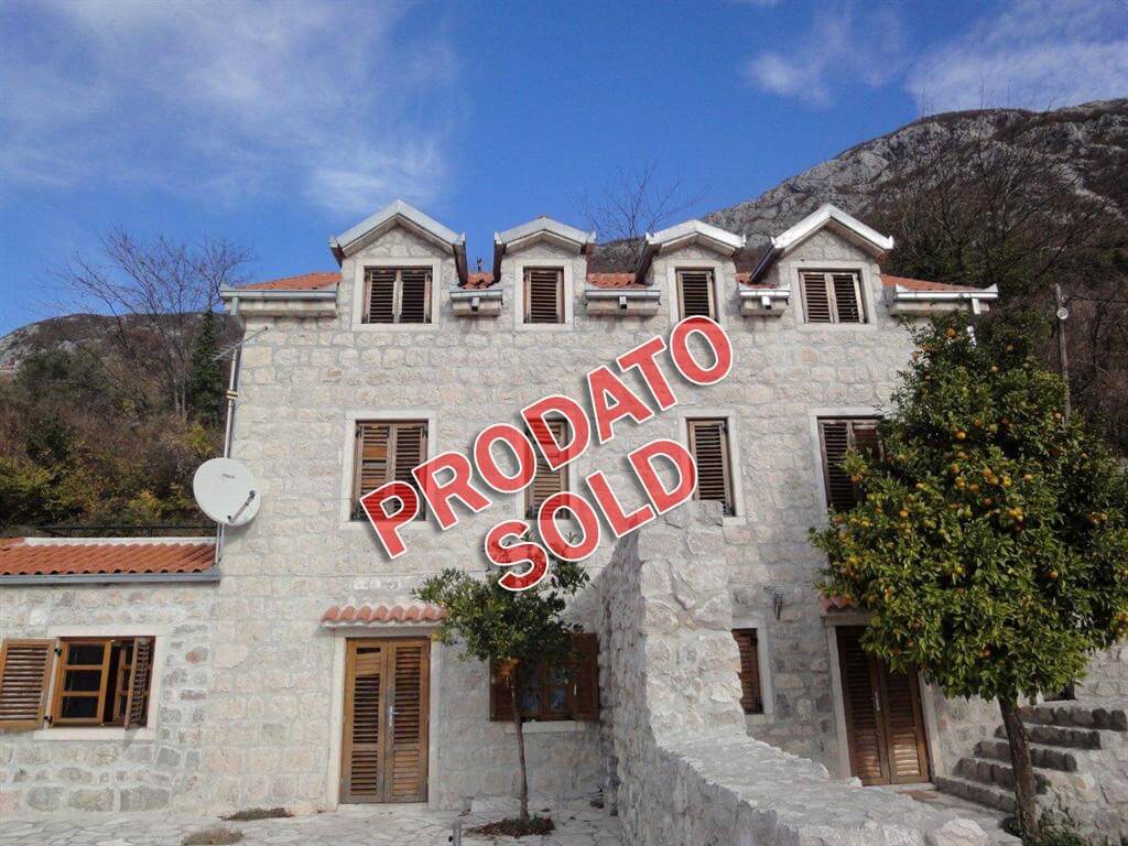 SOLD   Kotor, Risan – luxury stone villa 250m2, with panoramic sea view;