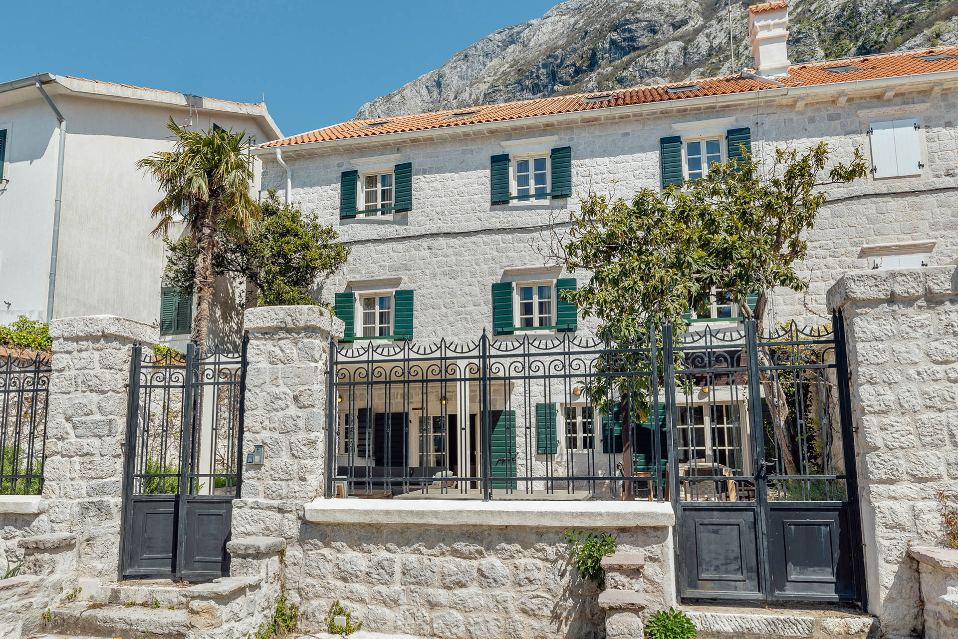 Kotor, Dobrota – luxury renovated stone villa with mooring