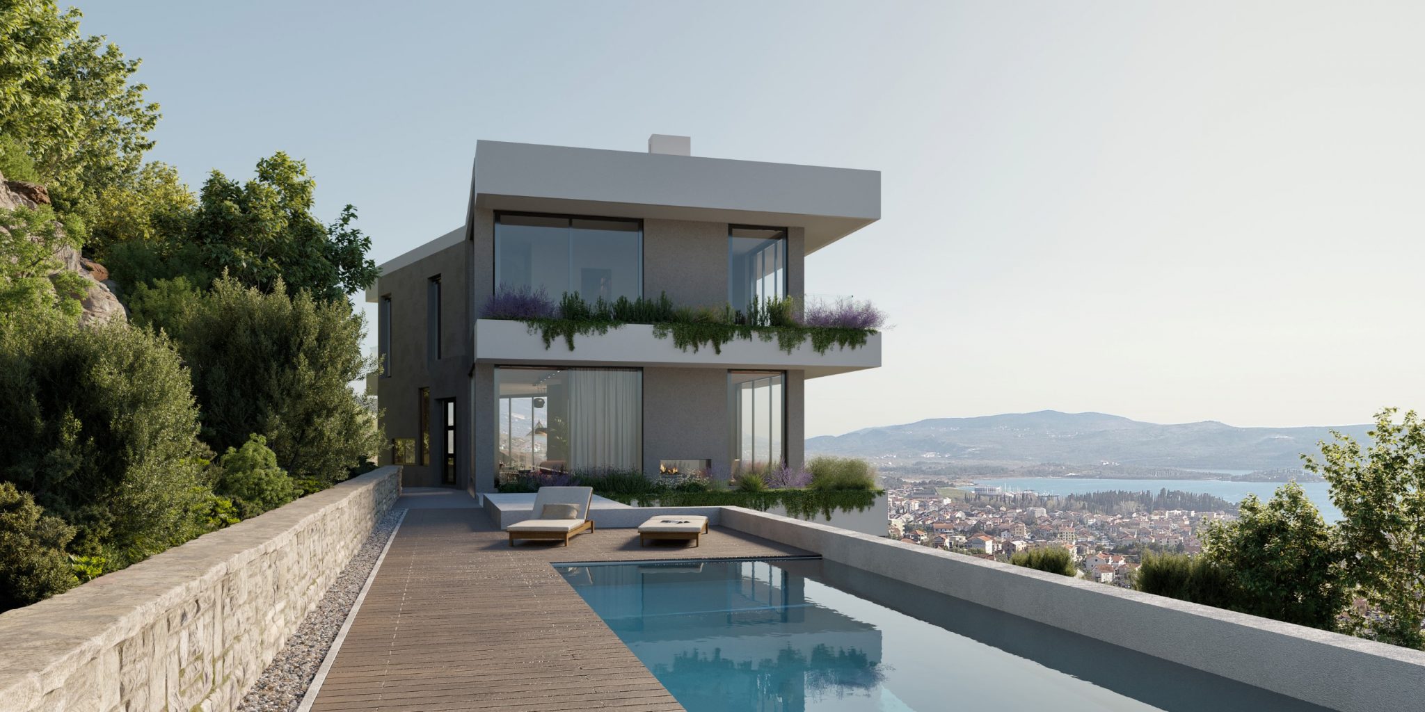 Tivat, Pod kuk – moderna troetažna vila sa panoramskim pogledom na more