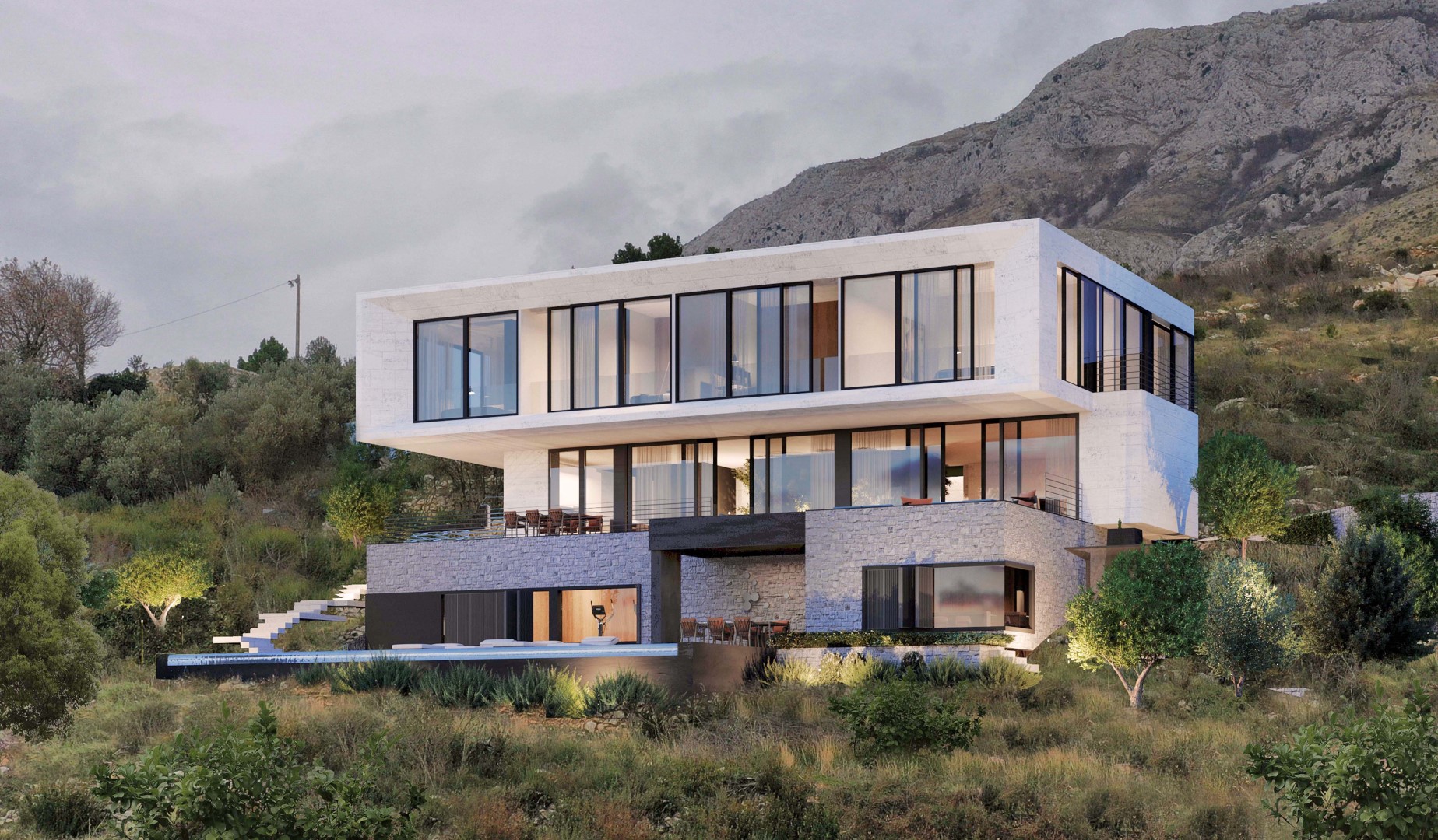 Budva, Rezevici – luxury villa with a pool on a cliff above the sea